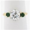 Image 1 : Antique 18k Gold & Platinum 2.02 ctw GIA European Diamond w/ Emerald 3 Stone Rin
