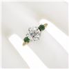 Image 4 : Antique 18k Gold & Platinum 2.02 ctw GIA European Diamond w/ Emerald 3 Stone Rin