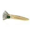 Image 7 : Antique 18k Gold & Platinum 2.02 ctw GIA European Diamond w/ Emerald 3 Stone Rin