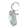 Image 7 : Platinum 38.9 ctw GIA Cushion Cut Aquamarine Diamond Pin Brooch Enhancer Pendant