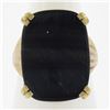 Image 1 : Vintage 9 ctw Yellow Gold 21.3x15.8mm Flat Cushion Black Agate Solitaire Ring