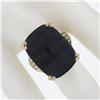 Image 3 : Vintage 9 ctw Yellow Gold 21.3x15.8mm Flat Cushion Black Agate Solitaire Ring