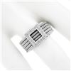 Image 3 : 14k White Gold 0.26 ctw Pave Diamond Square 5 Row Snake Link Wide Cigar Band Rin