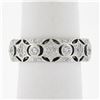 Image 1 : Solid 18K White Gold 0.76 ctw Star Pave & Bezel Diamond Open Work Wide Band Ring