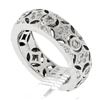 Image 8 : Solid 18K White Gold 0.76 ctw Star Pave & Bezel Diamond Open Work Wide Band Ring