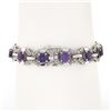 Image 2 : 6.25" Vintage 14k White Gold Round Synthetic Alexandrite Diamond Tennis Bracelet
