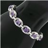 Image 8 : 6.25" Vintage 14k White Gold Round Synthetic Alexandrite Diamond Tennis Bracelet