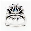 Image 7 : Vintage 18k White Gold 3.15 ctw Oval Sapphire Round Diamond Tiered Cluster Ring