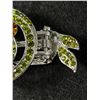 Image 5 : A Very Nice Scarf Clip/Broach Silver Tone w/ Green and Orange stones