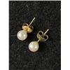 Image 1 : Marked 14k Genuine Pearl Gold Earrings