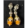 Image 2 : Antique Flower Lucite Jewelry + Enamel Rhinestone Old