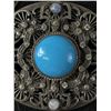 Image 2 : Most Amazing! Antique Victorian C.1900 Silver Turqouise Gem Set Brooch HUGE
