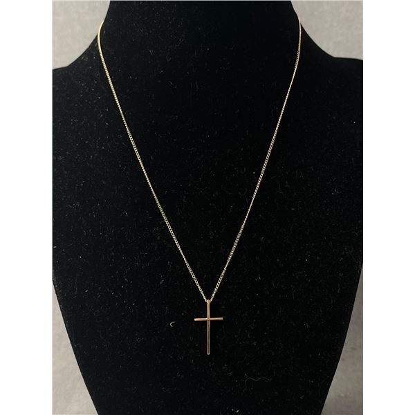 Very Nice 10 Karat Gold Cross On 10K Gold Chain