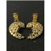 Image 3 : Great Pair Of 1940's Aurora Borealus Crescent Rhinestone Earrings, Over 2" L