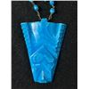 Image 2 : Hand Carved Blue Onyx/Marble Stone Aztec Warrior Face Pendant & Linked Beads Necklace