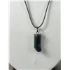 Image 7 : 5 Vintage Pendants On Cord Necklaces, Black Coral, Turquoise, Jade Labradorite, Fossil