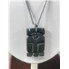 Image 2 : Vintage Native T'Cek Maya Symbols Carved Pendant w/ Cord Necklace