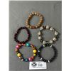 Image 1 : 5 Vintage Wood/Volcanic Ash & Others Beads Bracelets