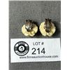 Image 2 : Carved Ivory Rose Head 1940's Earrings