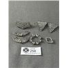 Image 2 : Rhinestone Shoe Clips/Scarf Loops Plus 7 Vintage Mid Century Rhinestone Brooches