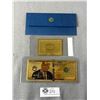 Image 2 : $100 USA Gold Foil Novelty Donald Trump Banknote, 2 Commemorative Trump Coins & BC Corrections Healt