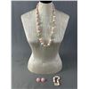 Image 8 : Assortment Of Pretty 1980's Jewelry - Ceramic Earrings & Necklaces, Shell Necklace, Faux Pearl Neckl