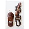 Image 1 : GECKO REPTILE LIZARD WOODEN & AFRICAN MASK