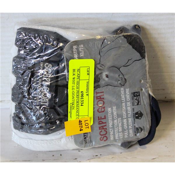 SCAPE HIGH PERFORMANCE GLOVE BLK WHT LG GOATSKIN