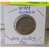 Image 1 : 1961 SILVER UNITED KINGDOM 1 SHILLING COIN