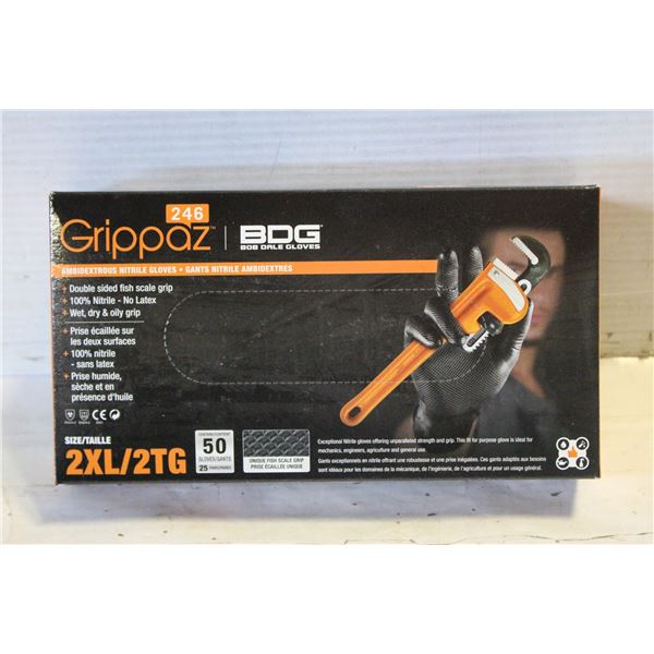 GRIPPAZ BDG DISPOSABLE GLOVES SIZE 2XL/G 50 PIECES