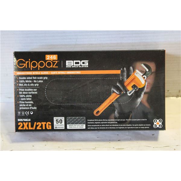 GRIPPAZ BDG DISPOSABLE GLOVES SIZE 2XL/G 50 PIECES