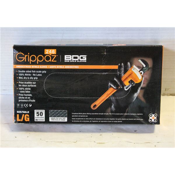 GRIPPAZ BDG DISPOSABLE GLOVES SIZE L/G 50 PIECES