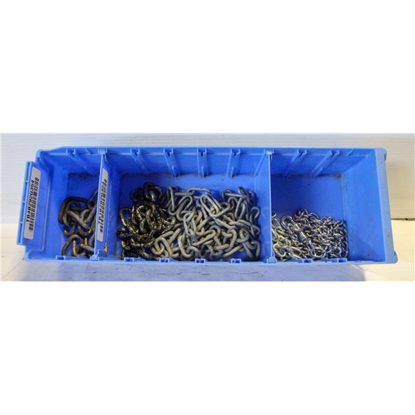 PARTS BINS FULL OF CHAINS DIFFERENT TYPES