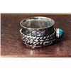 Image 2 : 11) NATURAL TURQUOISE  SPINNER RING, SIZE 8.5,