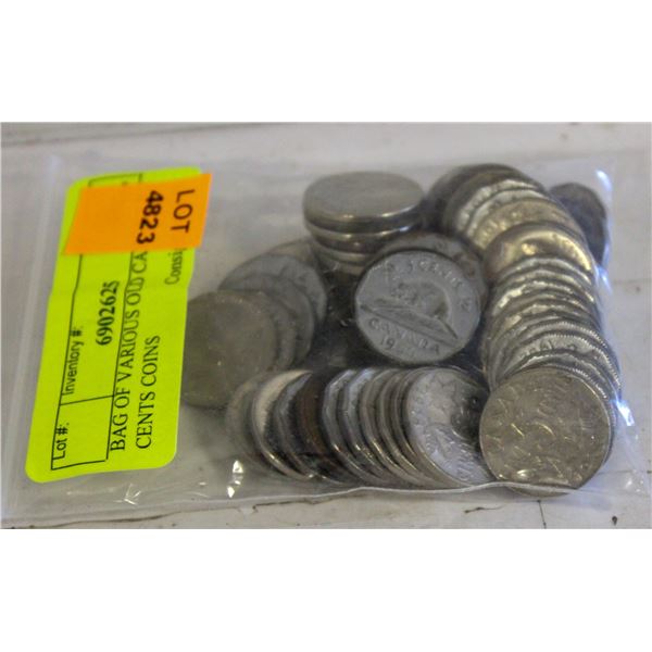 BAG OF VARIOUS OLD CANADA 5 CENTS COINS