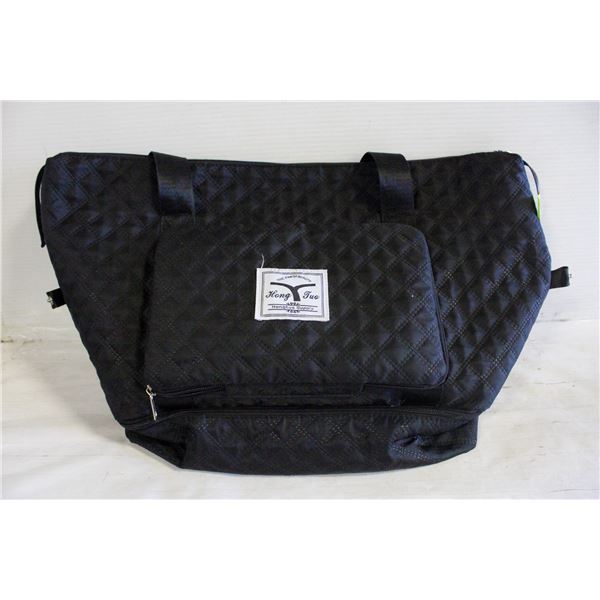 LARGE BLACK HONG TUO BLACK ZIPPERED BAG/