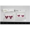 Image 1 : 2 NEW PAIRS BUBBLE GUM PINK OF HEART DESIGN STUD