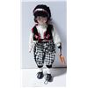 Image 1 : PORCELIN DOLL BRUNETTE - GLASSES, BLACK AND WHITE