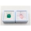 Image 1 : #224-NATURAL GREEN AGATE 10.00CT & ROSE QZ 10.25CT