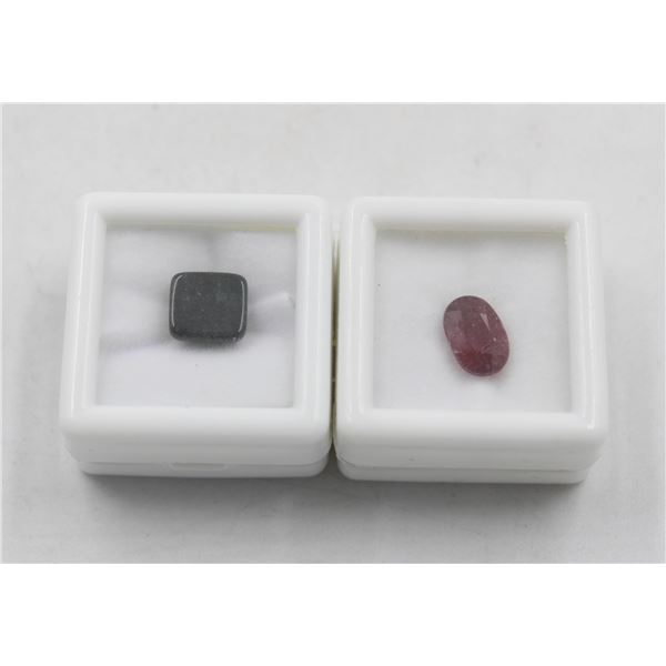 #193-NATURAL BLACK ONYX 4.25 CT & RUBY 2.50CT