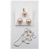 Image 1 : #263-SEA SHELL PEARL EARRINGS & PENDANT NECKLACE