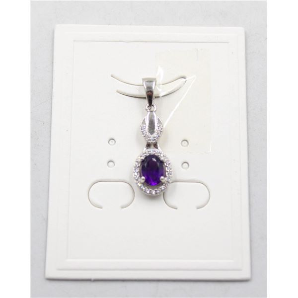 #05-NATURAL PURPLE AMETHYST & CZ PENDANT