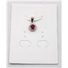Image 1 : #78- NATURAL RED RUBY & CZ PENDANT