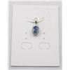 Image 1 : #85-NATURAL BLUE SAPPHIRE & CZ PENDANT