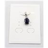 Image 1 : #79-NATURAL BLUE SAPPHIRE & CZ PENDANT