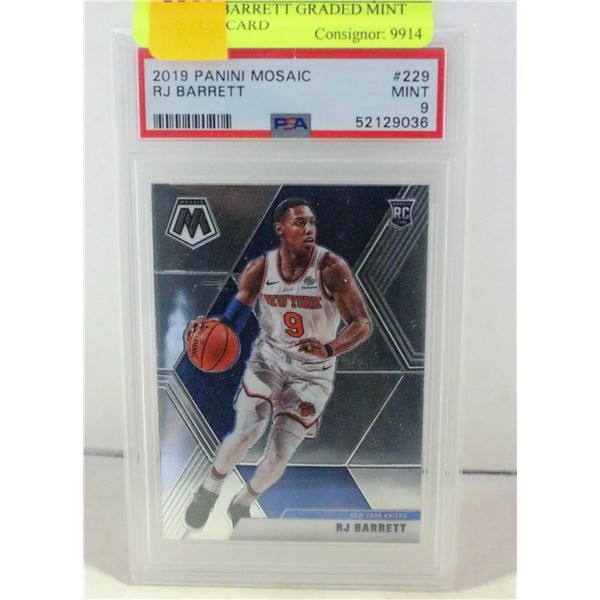 2019 RJ BARRETT GRADED MINT ROOKIE CARD