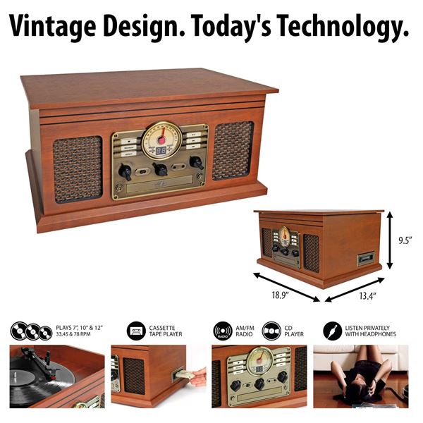 NEW VICTROLA VINYL PLAYER VINTAGE DESIGN