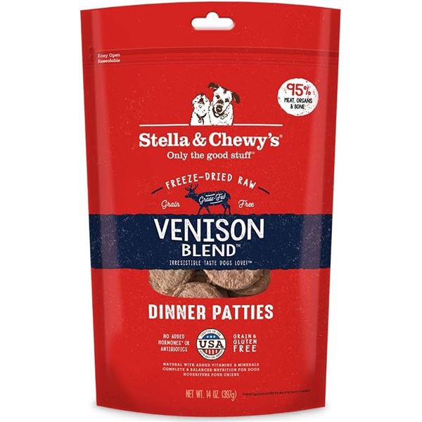 NEW 2 X 156G STELLA & CHEWY'S FREEZE DRIED VENISON