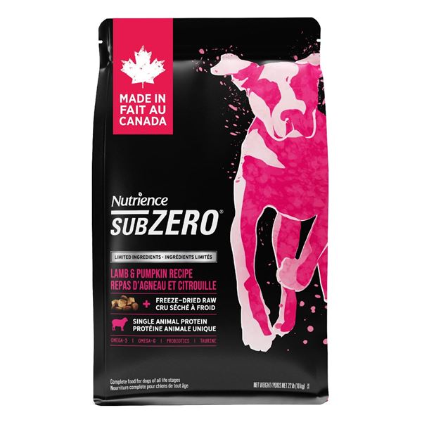 NEW 22LB NUTRIENCE SUB ZERO LAMB & PUMPKIN RECIPE