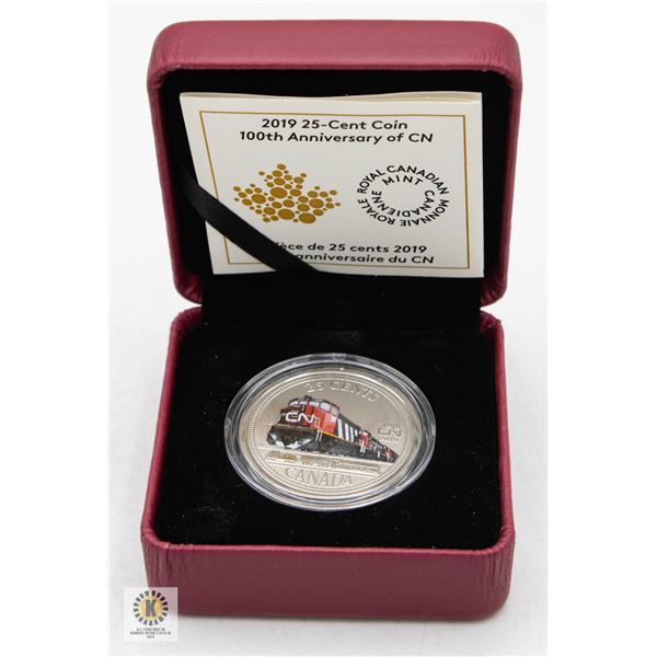 CDN RCM 2019 25 CENT SILVER/COLOR CN RAIL PROOF